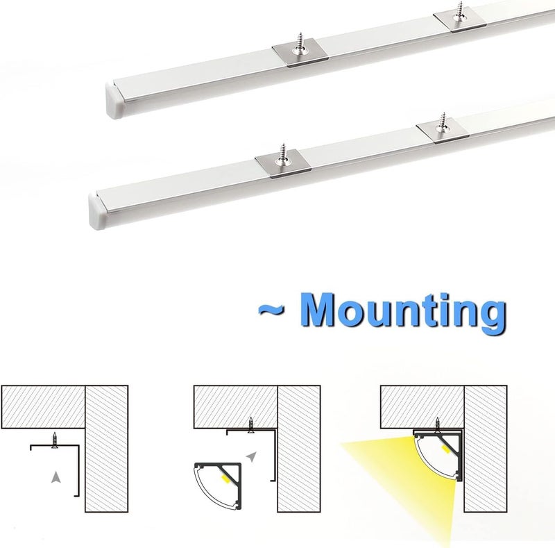 VST 20Pack 1 ft LED Aluminum Channel with Milky White Cover V Shape 16x16mm, Led Strip Light Track with End Caps and Mounting Clips Accessories for Living Room, Kitchen - Image 4